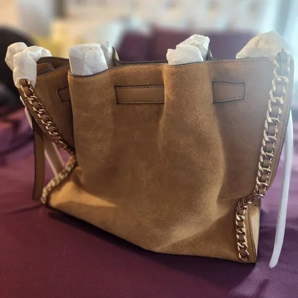 Michael Kors Mina Large Suede Chain Shoulder Bag - Picture 10 of 16